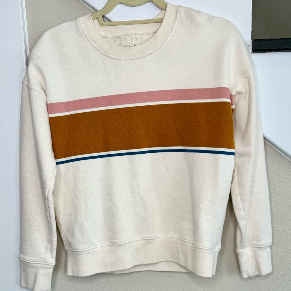 Madewell Striped Womens Sweater 100% Cotton X-Small Cream & Camel